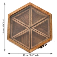 6 Triangle Compartments Handcrafted Wooden Spice Box
