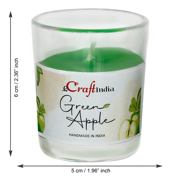 Set Of 5 Green Apple Scented Glass Candle