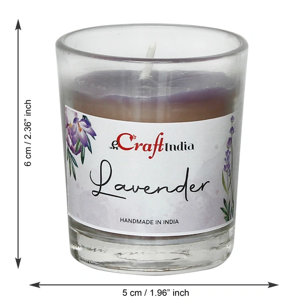 Set Of 5 Glass Lavender Scented Candles