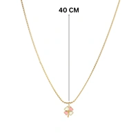 Pink & White Clover Gold Necklace
