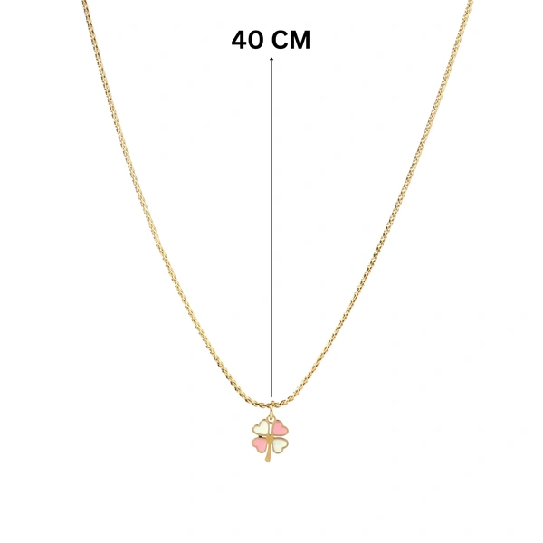 Pink & White Clover Gold Necklace