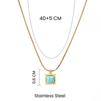 Sapphire Square Gold Necklace