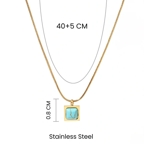 Sapphire Square Gold Necklace