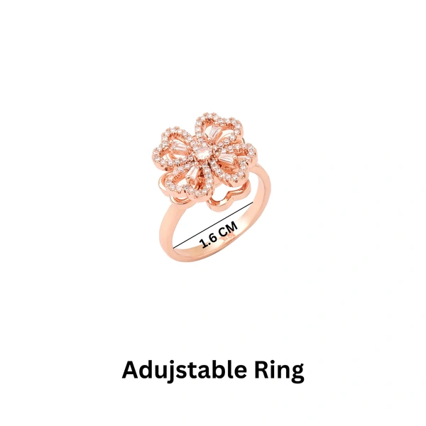 Floral Heart Crystal Spinner Ring