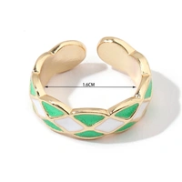 Green & White Enamel Ring