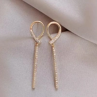 Waterdrop Shape Ribbon Dangle Zircon Earrings