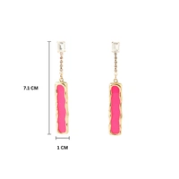 Pink Enamel Crystal Gold Earring