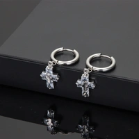 Crystal Cross Silver Earrings