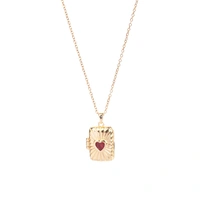 Sunburst Red Heart Locket Necklace
