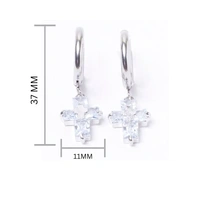 Crystal Cross Silver Earrings