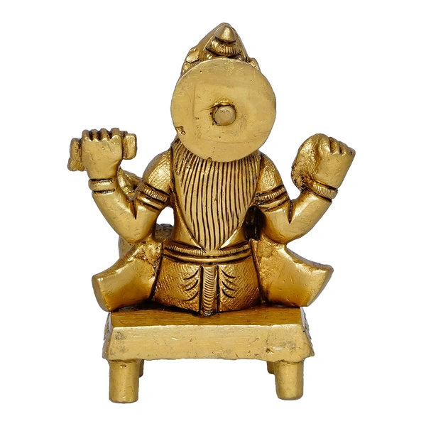 Golden Handcrafted Brass Goddess Saraswati Idol On Chowki