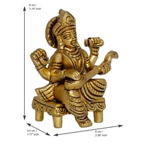 Golden Handcrafted Brass Goddess Saraswati Idol On Chowki