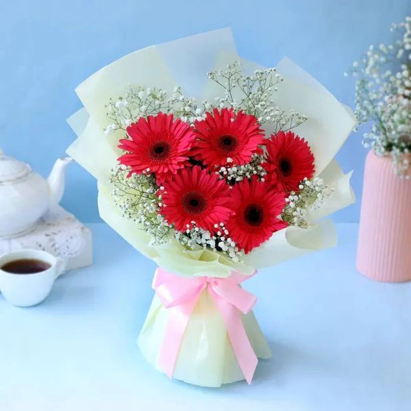 5 Pink Gerberas Bouquet