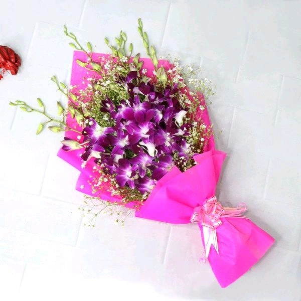 6 Purple Orchids Bouquet