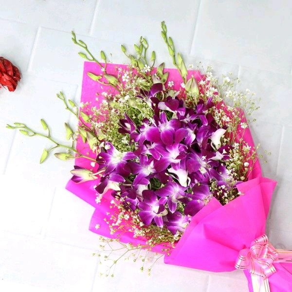 6 Purple Orchids Bouquet