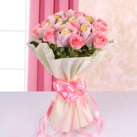 12 Pink Roses With Chocolates