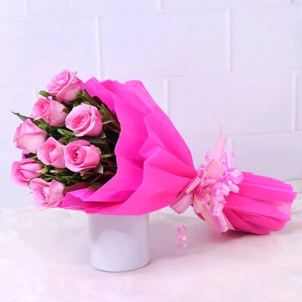 8 Pink Roses Bouquet