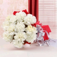 12 White Carnations Bouquet