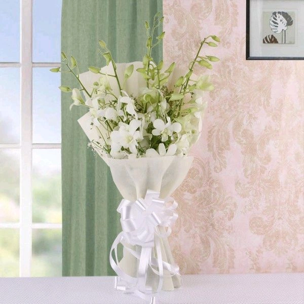 5 White Orchids Bouquet