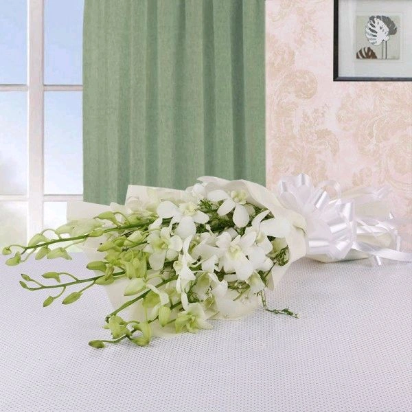 5 White Orchids Bouquet