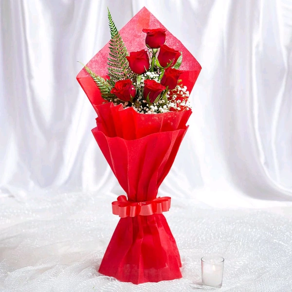 6 Red Roses With Truffle Cake