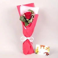 Single Red Rose With Mini Vanilla Cake
