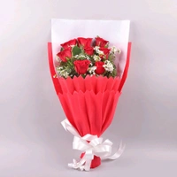 8 Red Roses With Black Forest Cake