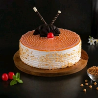 12 Red Roses With Butterscotch Cake