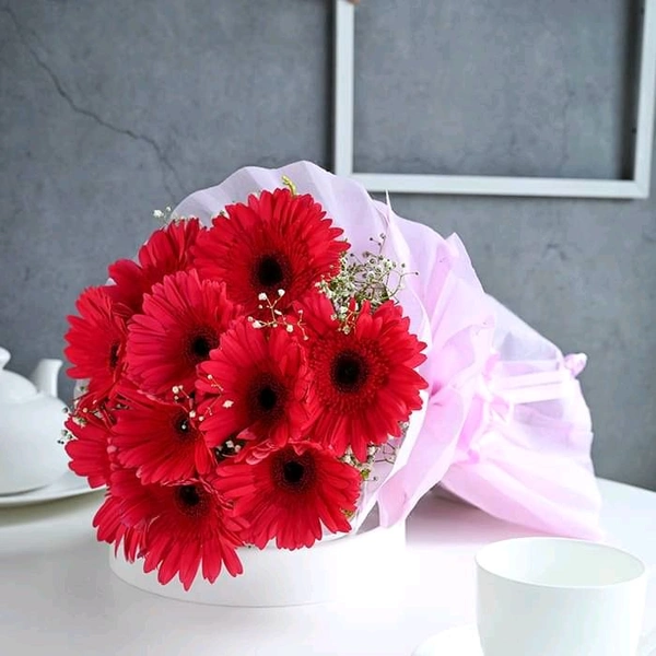 10 Red Gerberas Bouquet