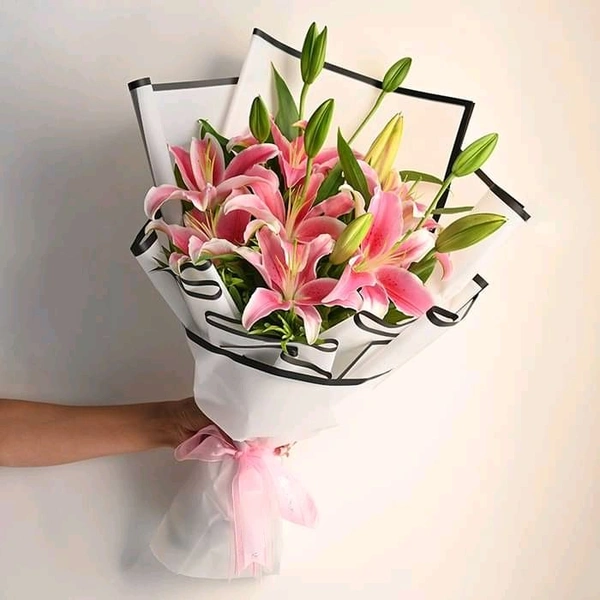 5 Pink Lilies Bouquet