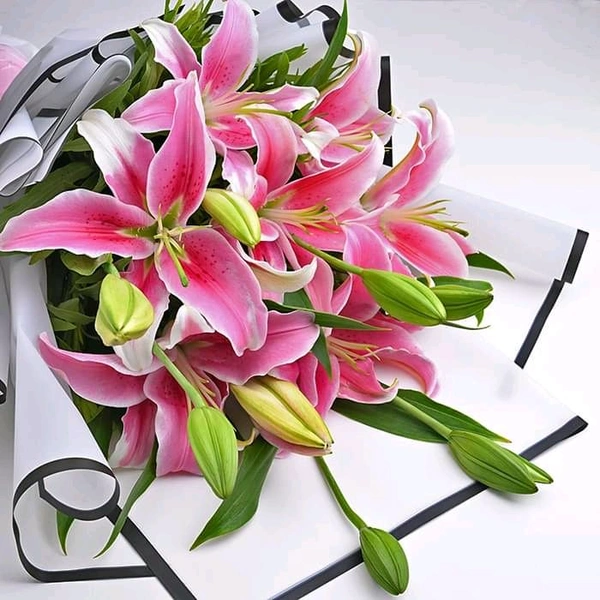 5 Pink Lilies Bouquet
