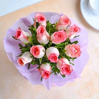 12 Pink Roses Bouquet