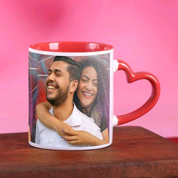 Embracing Couple Personalized Heart Handle Mug