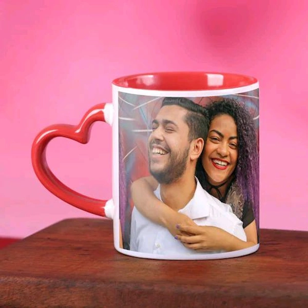 Embracing Couple Personalized Heart Handle Mug
