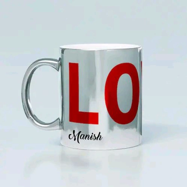 Love Silver And Golden Personalized Couple Mugs