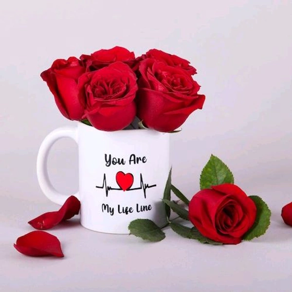 Red Love Roses In A Mug