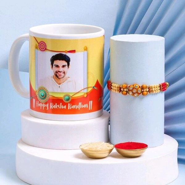 Ethenic Beads Rakhi With Personalized Mug