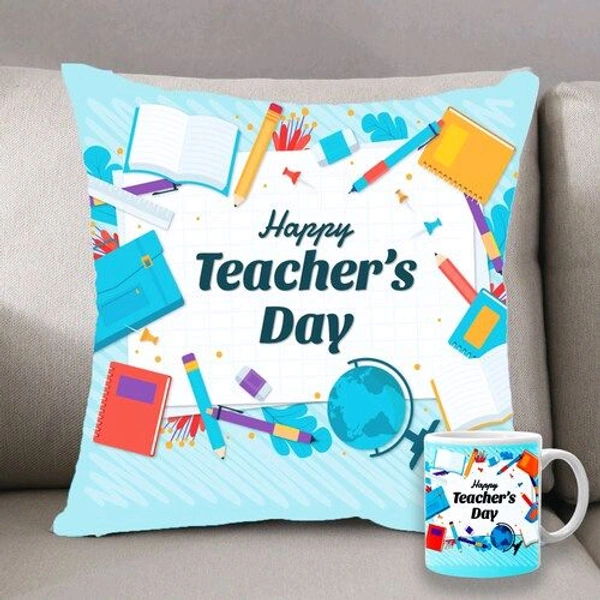 Happy Teacher Day Cushion N Ceramic Mug Combo
