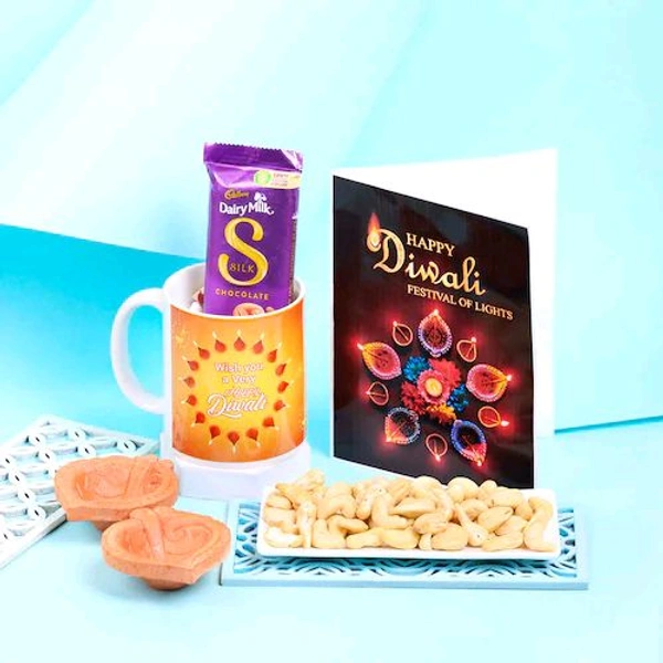 Diwali Mug with Choconuts and Diya Greetings Hamper