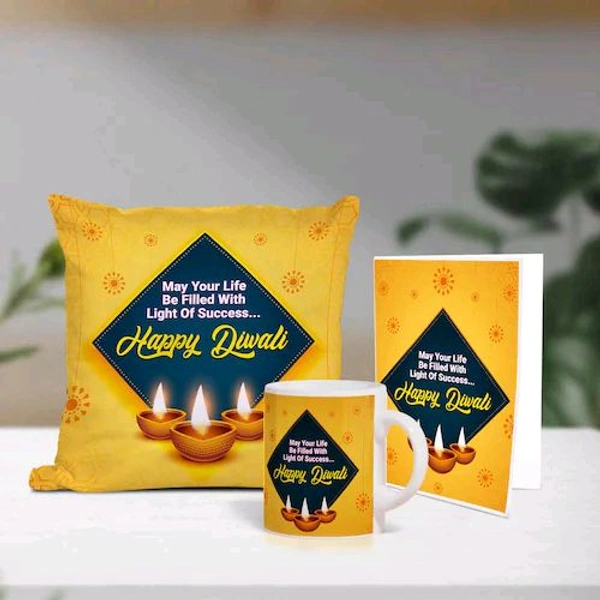 Delightful Diwali Mug and Cushion Combo