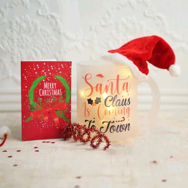 Santa Coming Frosted Mug