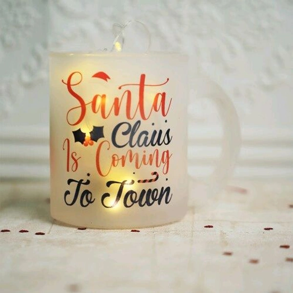 Santa Coming Frosted Mug