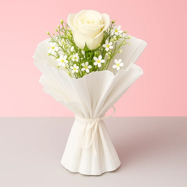Single White Rose Bouquet