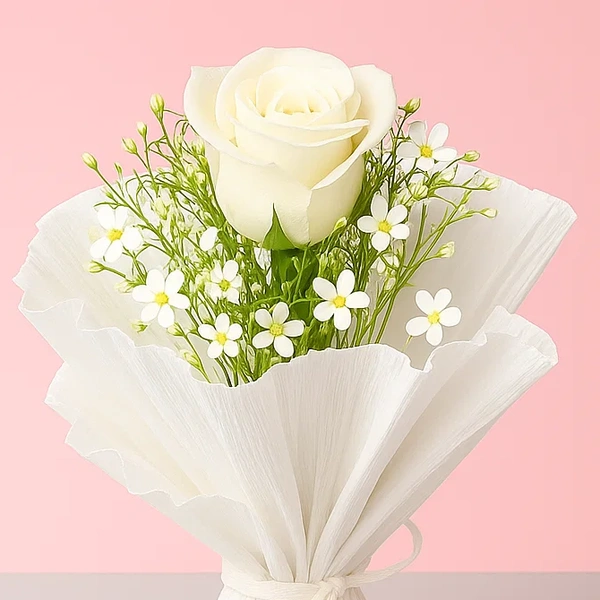 Single White Rose Bouquet