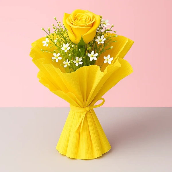 Single Yellow Rose Bouquet