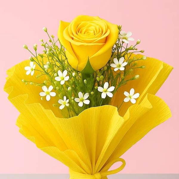 Single Yellow Rose Bouquet