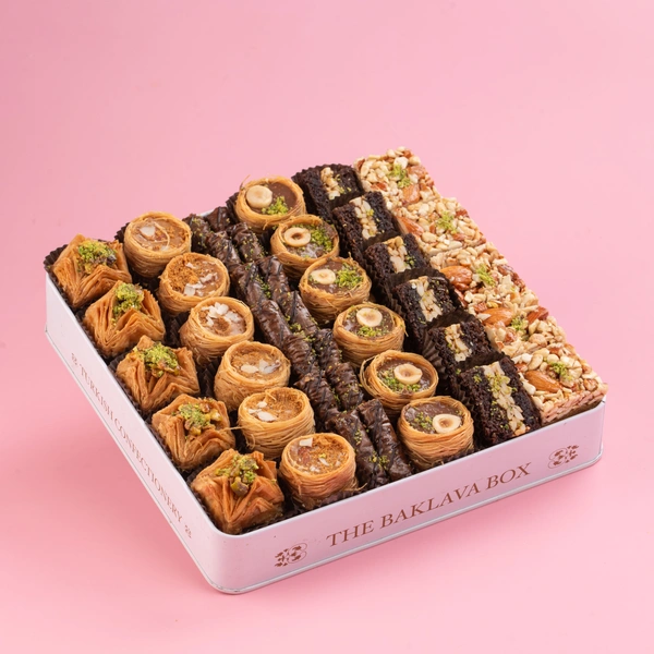 Assorted White Tin Chocolate Box With Ribbon Packing - 1 Kg