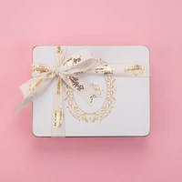 White Tin Assorted Chocolate Baklava Box With Ribbon Packing - 350 Gm