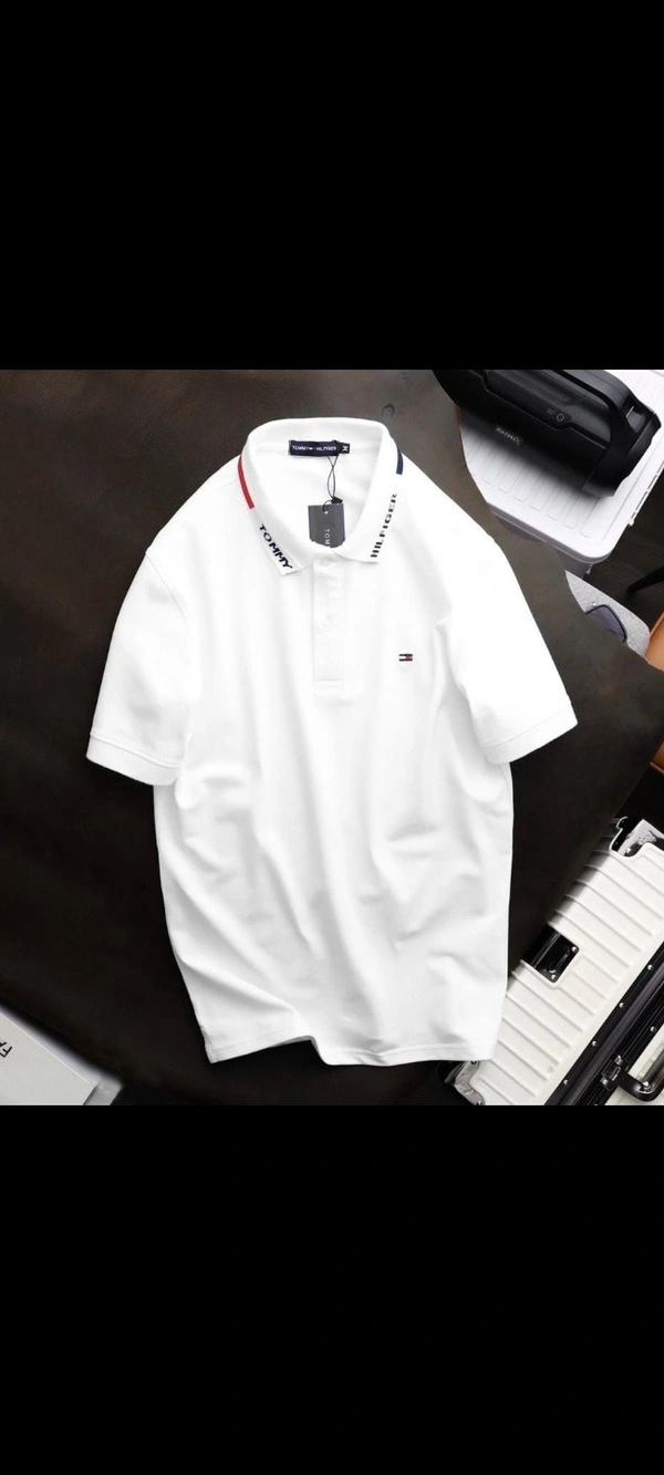 Tommy Branded Collar Tees - White, M L XL XXL