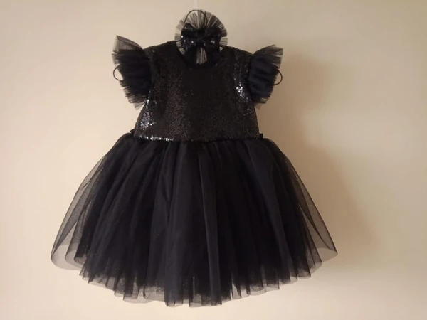 Black Sequins Party Wear - Black, 2-3 Years